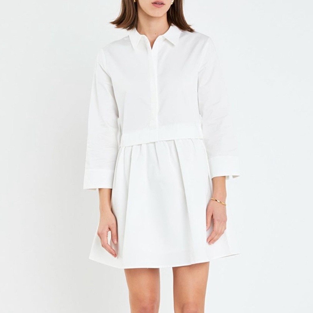 NWT XS English Factory White Mini Shirtdress
